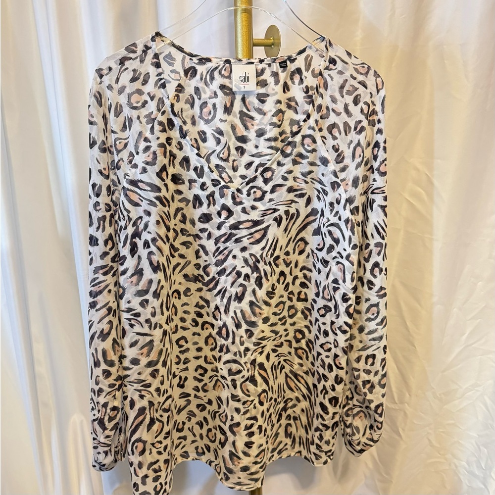 CAbi Glamour Leopard Top Blouse size Small